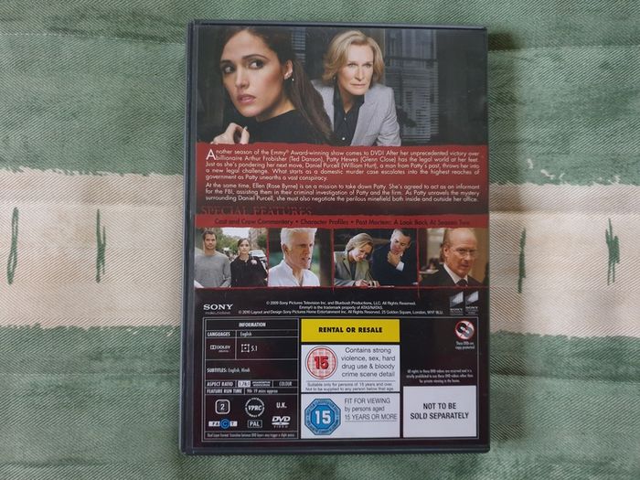 Damages The Complete Season 2 Two Series Second Glenn Close DVD Rose Byrne 2nd