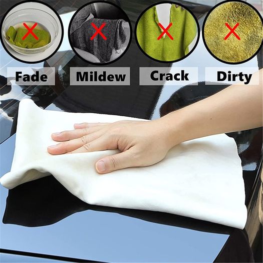 Genuine Chamois Leather for Car Drying Car Wash Shammy Cloth for Cleaning (L/90x60cm)