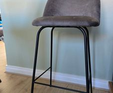 Bar stool / Kitchen high chair - velvet grey/black Brand new