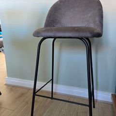 Bar stool / Kitchen high chair - velvet grey/black Brand new