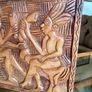 Vintage Hand Carved Deep Relief Large Wooden Wall Art Panel Tribal Village Scene Story Board Image 4