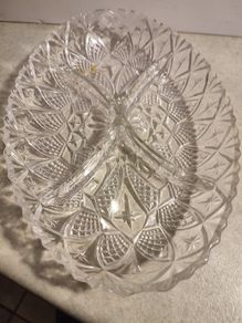 Vintage aperitif dish 4 compartments in chassed glass