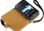 New Sony Xperia Tipo Premium Pu Leather Wallet Case Cover Black & Hot Pink With Tan Inside Black With Tan Inside