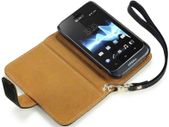 New Sony Xperia Tipo Premium Pu Leather Wallet Case Cover Black & Hot Pink With Tan Inside Black With Tan Inside