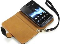 main image for ad New Sony Xperia Tipo Premium Pu Leather Wallet Case Cover Black &amp; Hot Pink With Tan Inside Black With Tan Inside