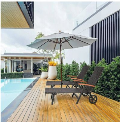 BRAND NEW Rattan Sun Lounger Beach Chair Adjustable Deck Chair Folding Loungers Outdoor Furniture
