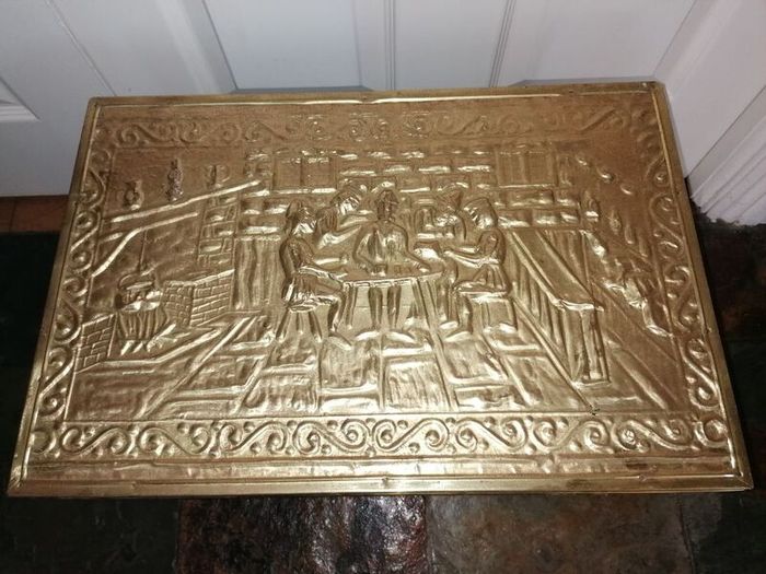 Vintage Brass on Wood Fireside Log & Turf Storage Box