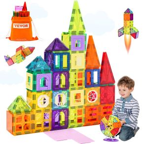 XXL  Magnetic Tiles Magnetic Building Toy 181 PCS Magnet Blocks for Kids 3D Set