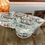 Vintage Heavy Glass Quadruple Tea Light Candle Holder Retro Home Decor Collectable Glass Image 5