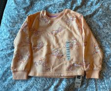 BNWT Peach jumper with floral unicorns, Dunnes Stores, 5-6 years (116cm)
