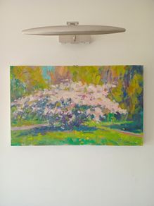 "Cherry Blossoms,Springtime,Clontarf" Large Oil on Canvas Painting.Artist.Norman Teeling.