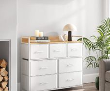 Industrial design with 7 drawers (Cloud white Oak beige) FREE P&P