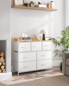 Industrial design with 7 drawers (Cloud white Oak beige) FREE P&P