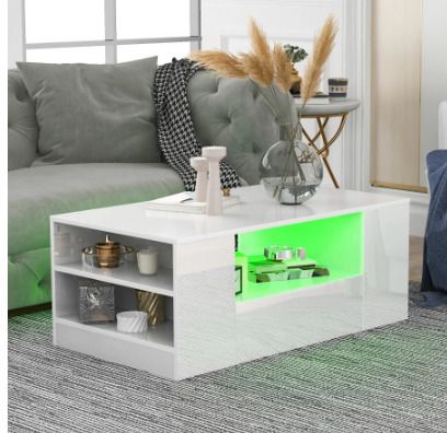 BRAND NEW Modern coffee table high gloss living room furniture 2 drawers and 2 shelves sofa coffee table side table 95 x 53 x 37cm