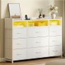 Chest of Drawers for Bedroom with LED and Charging Station, White Image 9