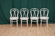Set of 4 Hofmann Bielitz Bentwood Cafe Chairs, c.1897-1905 - Distressed Cream