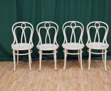 Set of 4 Hofmann Bielitz Bentwood Cafe Chairs, c.1897-1905 - Distressed Cream