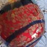 Large Murano Style Vase, Hand Blown Studio Art Glass, Iridescent Red & Gold & dark blue Image 5