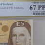 Ireland 1999 5 Pound Banknote Note 15/10/99 Pcgs Superb Gem Unc 67ppq Pop 2/0 ! Image 3