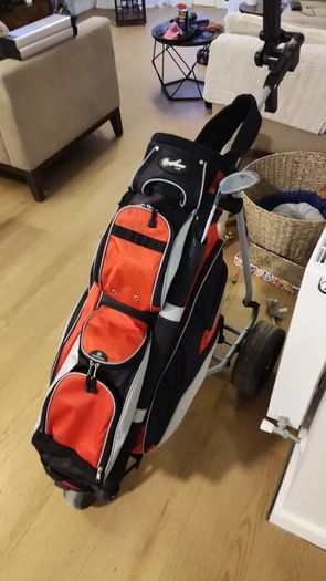 Confidence golf bag and powakaddy compact electric trolley