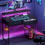 Gaming Desk with Adjustable Monitor Stand, Computer Office Desk with 2 Storage Drawers, Gaming Table with Headphone Hook, Carbon Fibre Surface, for Gamers, Workers and Students, Black, 80cm Image 3