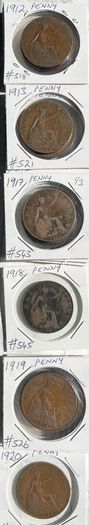 George V Pennies 1912 - 1920 (dates below)