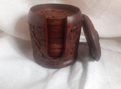 Wooden 8pce Coaster Set.