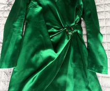 Karen Millen Emerald Green Satin Effect Wrap Dress