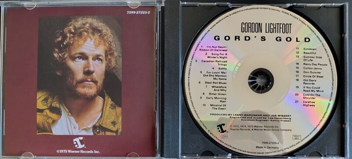 Gordon Lightfoot - Gord's Gold CD (1987) Folk Rock Singer Song Writer EX+