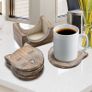 Drink coasters set of 6 with holder Handmade Wooden coasters for Coffee, Tea, Mugs, Cups, Wine Glasses Housewarming gift - Premium quality (Cat Design) Image 2