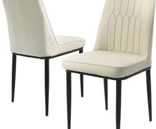 Dining Chairs Set of 2 Off-White Upholstered High Back Kitchen chair with Non-Slip Metal Legs, Easy to Clean Home Chairs for Dining Room Living Room Bedroom Kitchen Lounge