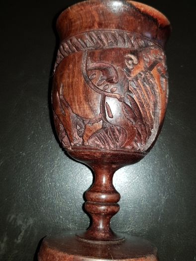 Beautiful Hand Carved Wooden Wine Goblets Zimbabwe Rosewood Animals Rhino