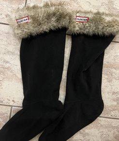 New Pair Hunter Wellie Socks With Fur Cuffs