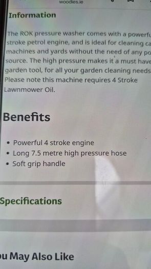 ROK Petrol Pressure Washer 173cc