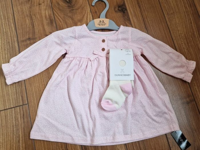Baby girls dress & tights set 0-3m