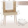 Dressing Table with Mirror and Lights, 3 Color Modes & Adjustable Brightness Modern Makeup Desk, Fluted Vanity Desk with 2 Drawers and 5 Storage Shelves, Bedroom Small Vanity Table Image 2