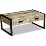 Coffee Table with 2 Drawers Solid Mango Wood 100x60x40 cm Image 2