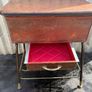 Vintage Kitsch vinyl covered sowing box stool with magazine rack c1950 Image 6