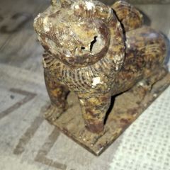Old Hand-Carved Soapstone Chinese Guardian Lion, Foo Dog or Shishi. It features traditional undercutting techniques, Expertly carved with a movable ball in its mouth Postage Available or Collection