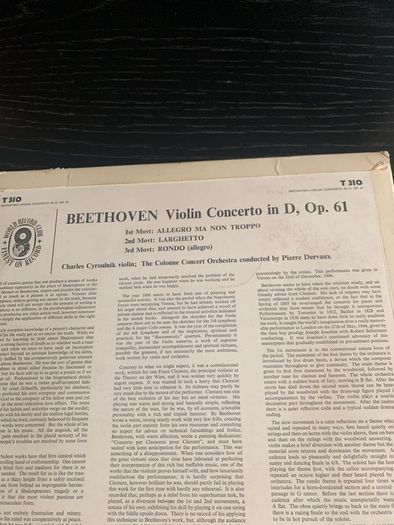 Beethoven violin Concerto : The world record club 1964