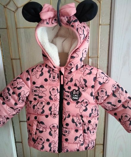 Baby Girls Minnie Mouse puffer jacket - pink