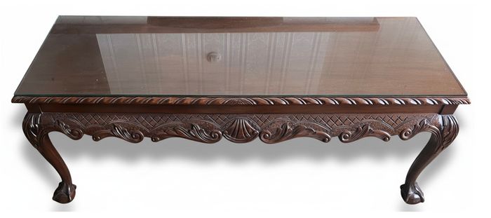 Victorian-style Carved Mahogany Coffee Table