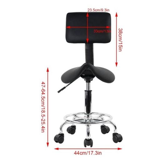 Rolling Saddle Stool Spa Salon Chair Black