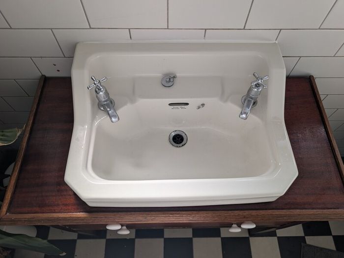 Vintage mahogany vanity and sink