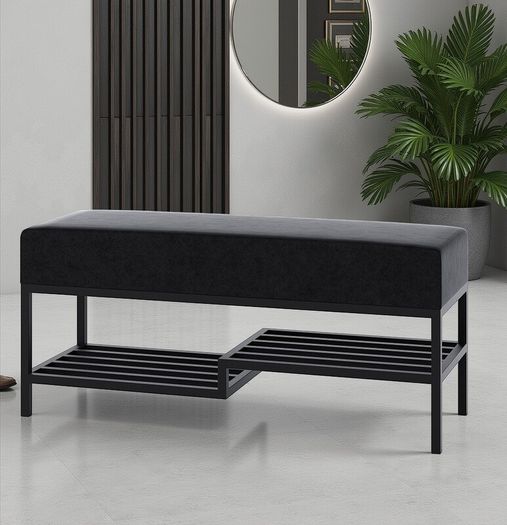 Ashton Modern Upholstered Bench with Shoe Rack