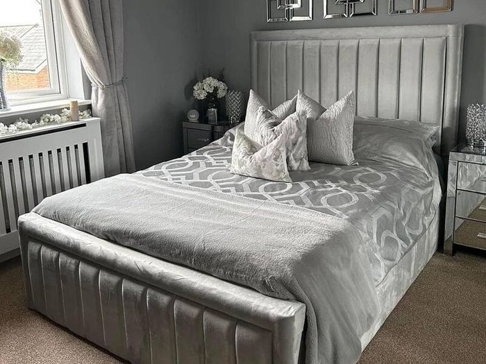 New Ottoman Storage Panel Plush Velvet Upholstered Bed Frame Double & King Size