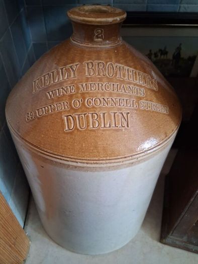 Antique Dublin Whiskey Flagon 2gal stoneware
