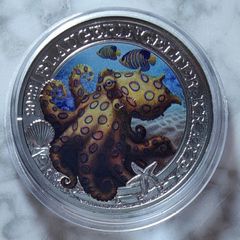 Austria 3 Euro Base Metals Uncirculated Coin 2022 - Blue-ringed octopus - Luminous Marine Life