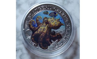 Austria 3 Euro Base Metals Uncirculated Coin 2022 - Blue-ringed octopus - Luminous Marine Life