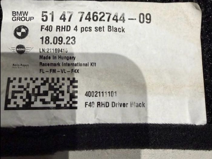 BMW F40/44 genuine mats - 3 or sold separate